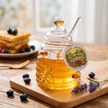Glass Honey Jar with Stirrer - Cute Bee Design