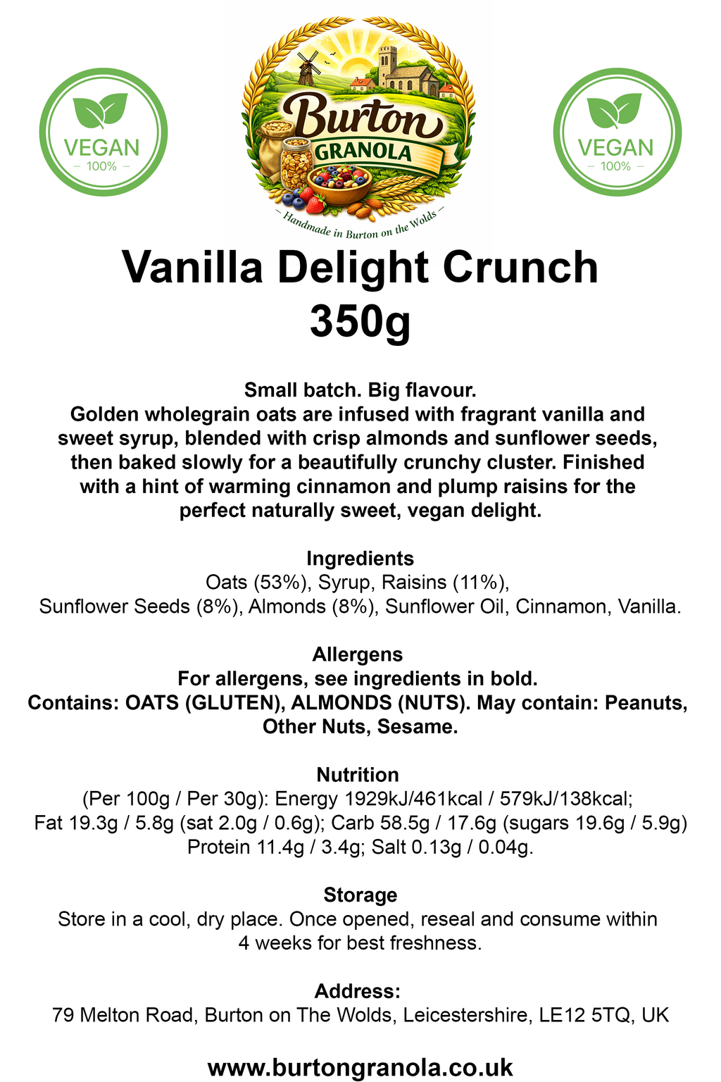 VEGAN - Vanilla Delight Crunch 350g