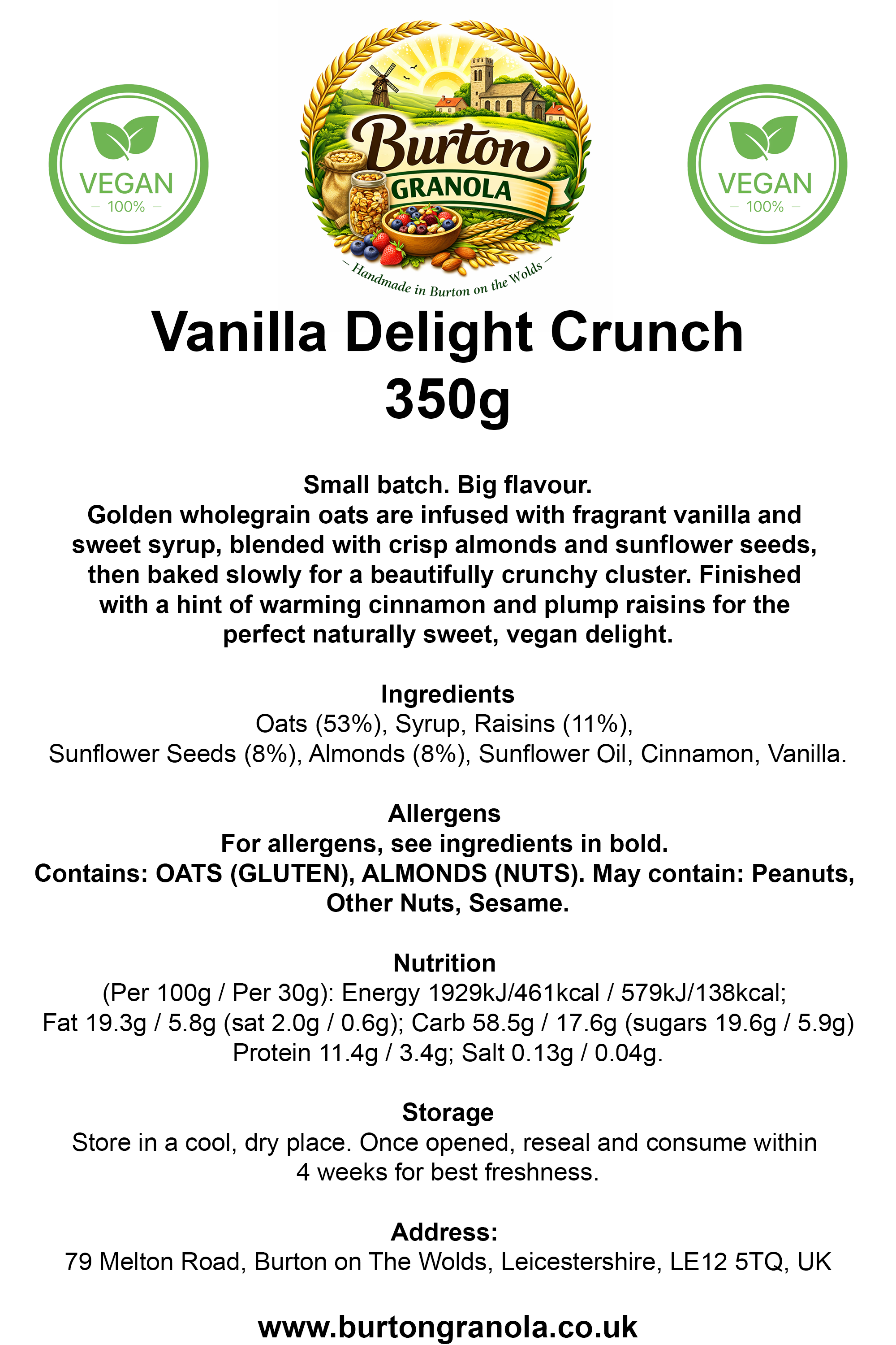 VEGAN - Vanilla Delight Crunch 350g